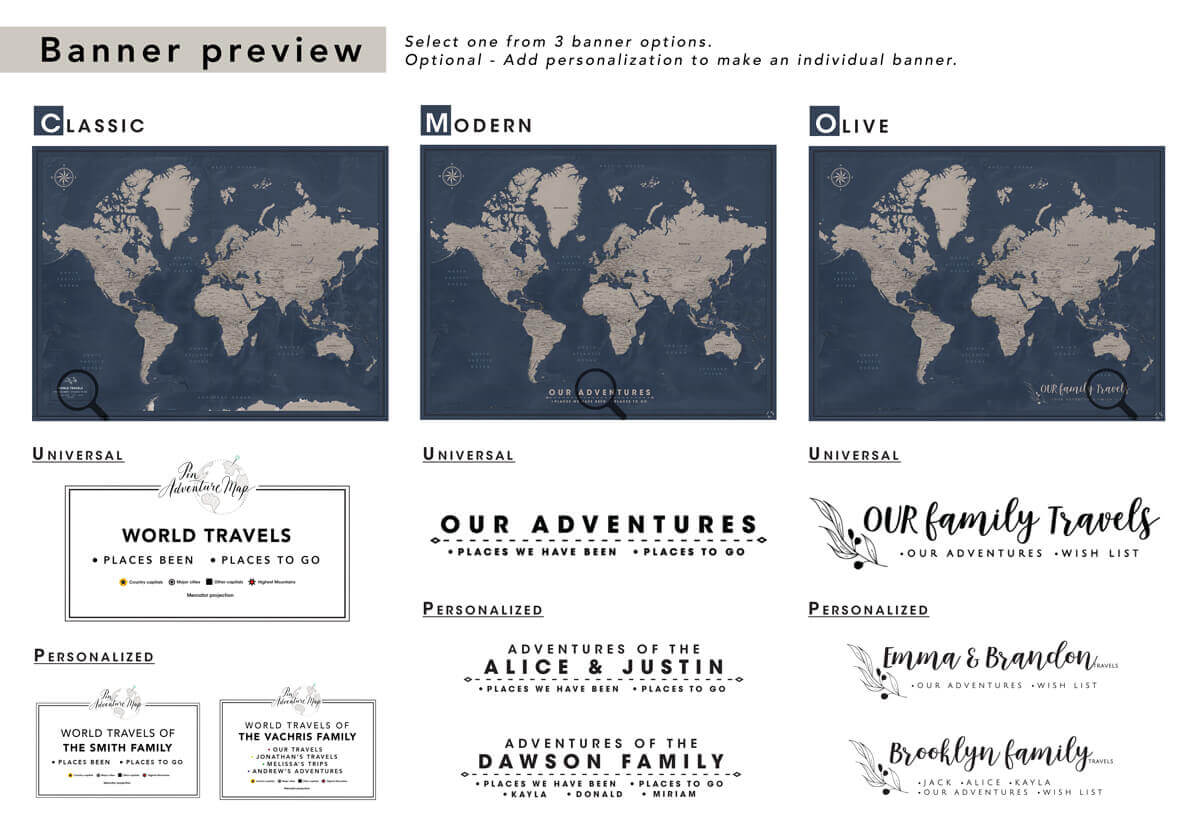 Pin Adventure Map - World travel map push pin poster with quote