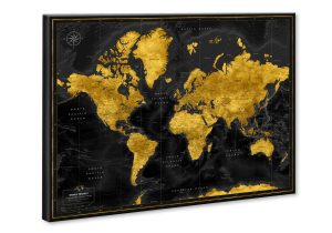 black gold canvas map