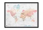 Pastel color world framed map