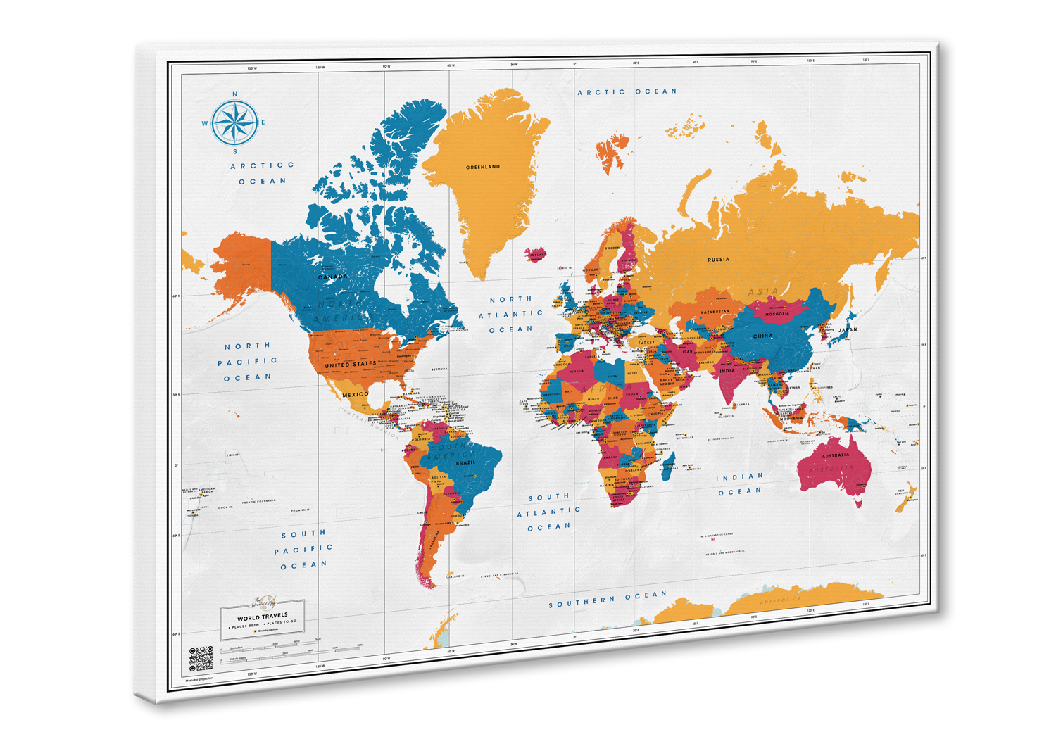 World canvas map colorful